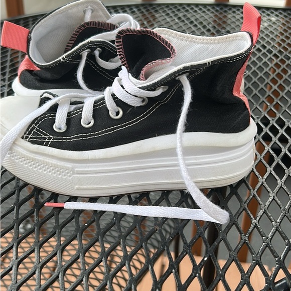 Kids Converse High-Top platform Sneakers - Black and Pink Sz 13 - Picture 1 of 4
